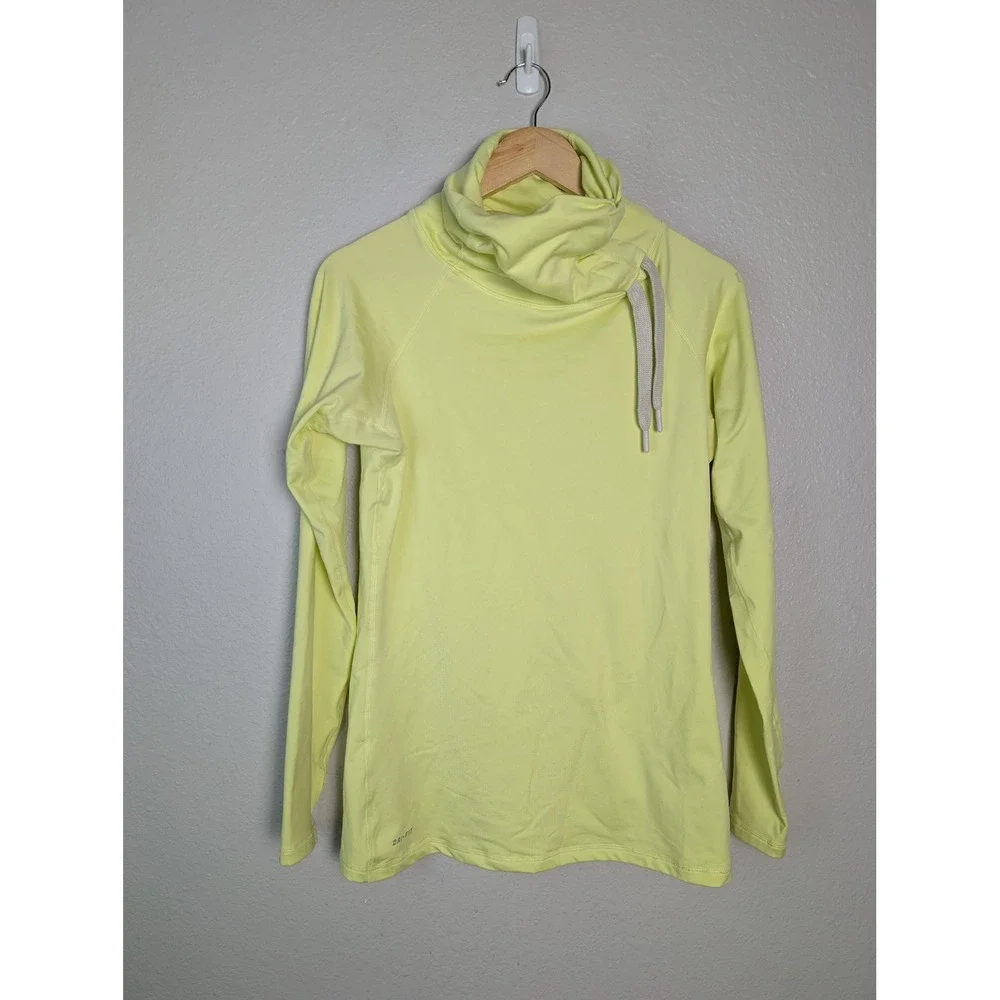Nike Pro Dri-FIT Cowl Neck Long Sleeve Training Top Neon Lime Yellow 485381-333